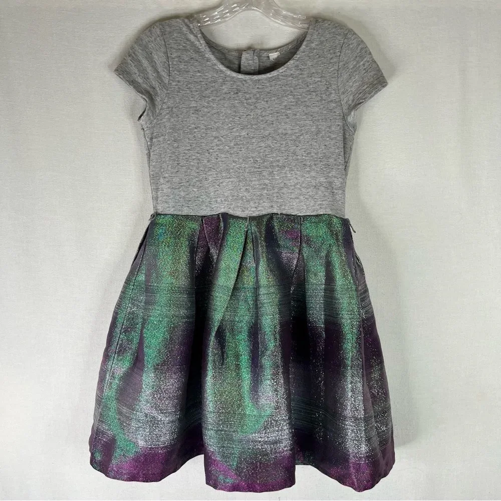 Justice Dress Girls Gray Green Purple Metallic Mermaid Short Sleeve 14
